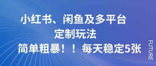 小红书、闲鱼及多平台定制玩法简单粗暴！每天稳定5张-赛德副业库