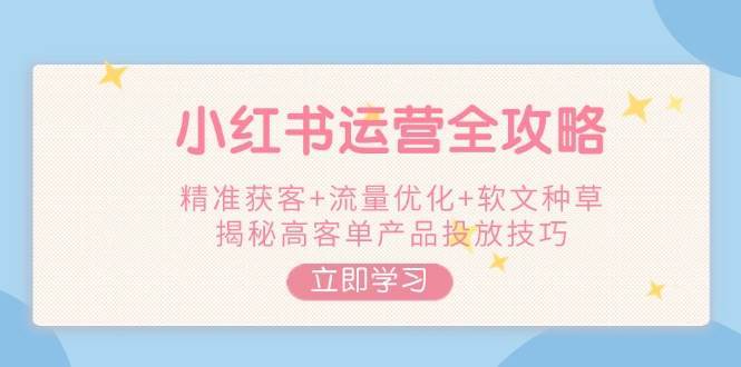 小红书运营全攻略，精准获客+流量优化+软文种草，揭秘高客单产品投放技巧-赛德副业库