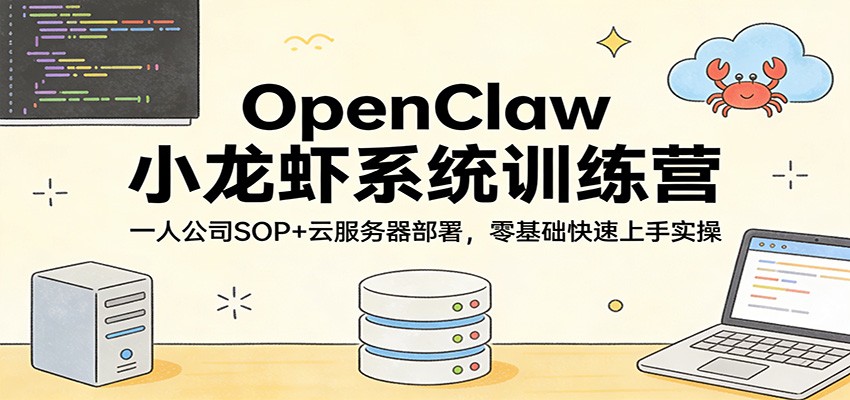 OpenClaw小龙虾系统训练营:一人公司SOP,云服务器部署,零基础快速上手实操-赛德副业库