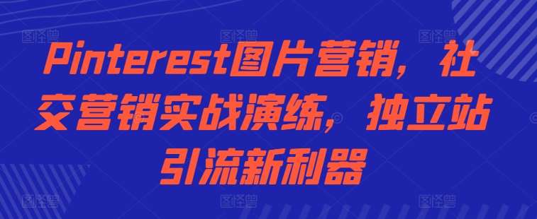 Pinterest图片营销，社交营销实战演练，独立站引流新利器-赛德副业库