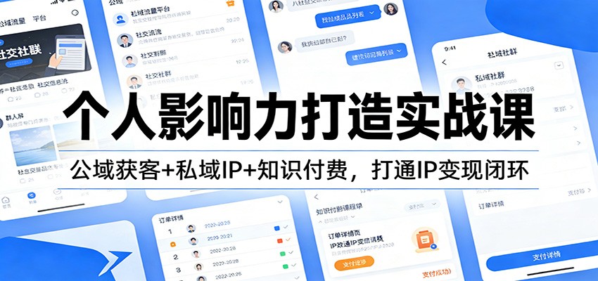 个人影响力打造实战课:公域获客+私域IP+知识付费,打通IP变现闭环-赛德副业库