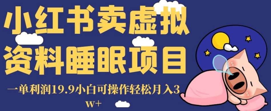 小红书卖虚拟资料睡眠项目,一单利润19.9小白可操作轻松月入3w+【揭秘】-赛德副业库