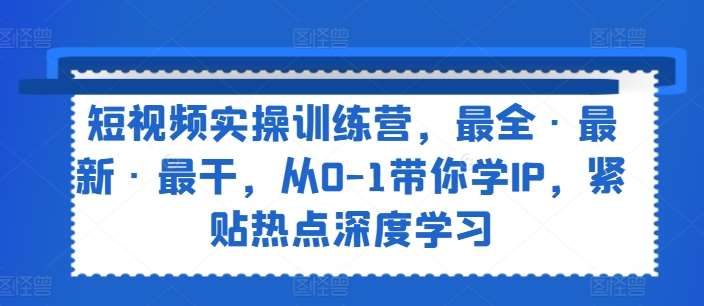 短视频实操训练营，最全·最新·最干，从0-1带你学IP，紧贴热点深度学习-赛德副业库