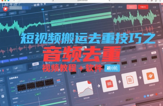 短视频搬运去重技巧之音频去重，视频教程+软件-赛德副业库