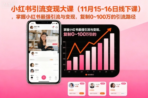 小红书引流变现大课（11月15-16日线下课），掌握小红书最强引流与变现，复制0~100万的引流路径-赛德副业库