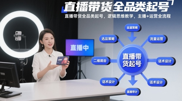 直播带货全品类起号,逻辑思维教学,主播+运营全流程-赛德副业库