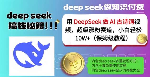 用DeepSeek做AI古诗词视频，超级涨粉赛道，小白轻松涨粉10W+(保姆级教程)-赛德副业库