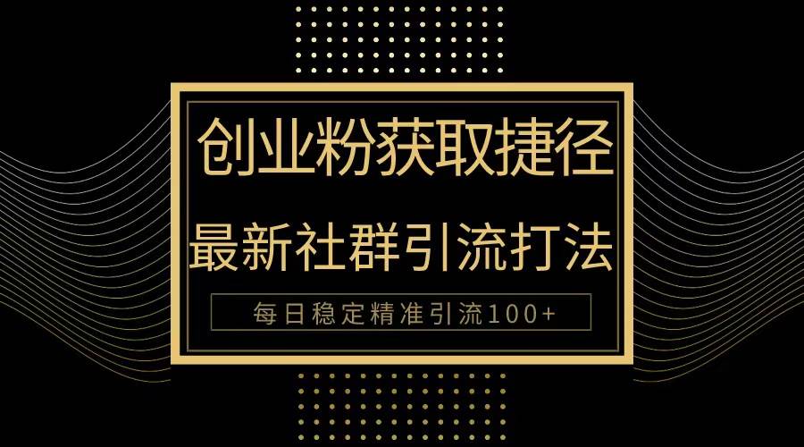 （10040期）创业粉捷径！最新被动引流方法大揭秘，实现每日100+精准引流-赛德副业库