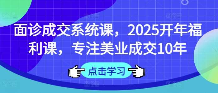 面诊成交系统课,2025开年福利课,专注美业成交10年-赛德副业库