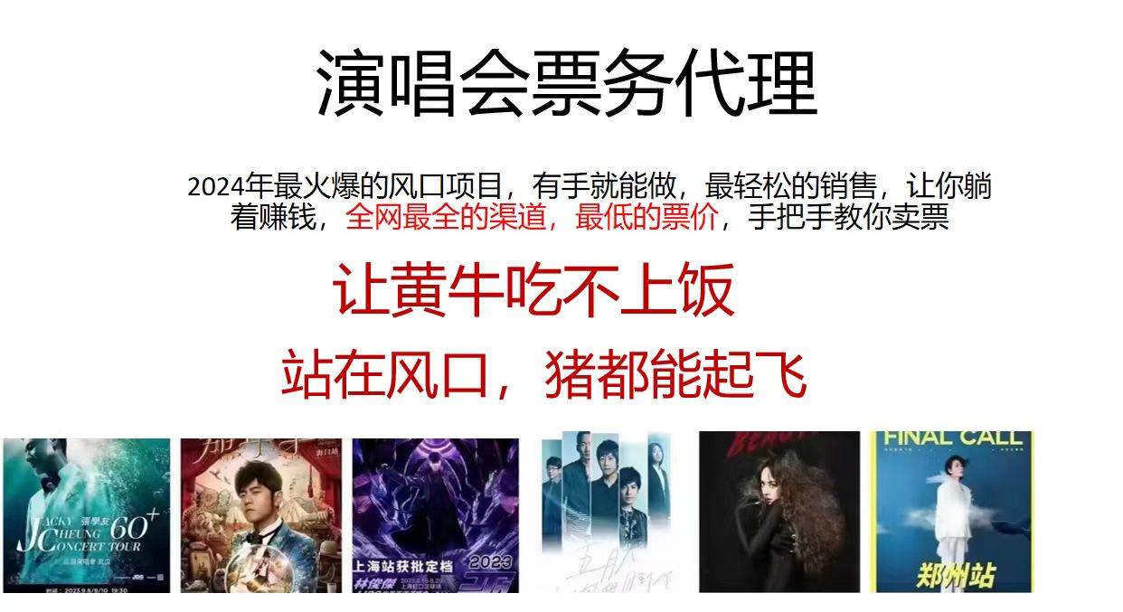 （11863期）演唱会全网最低票务代理，小白一分钟上手，手把手教你卖票，日入2000+…-赛德副业库