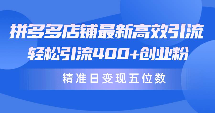 （10041期）拼多多店铺最新高效引流术，轻松引流400+创业粉，精准日变现五位数！-赛德副业库