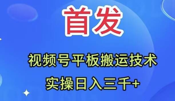 （7843期）全网首发：视频号平板搬运技术，实操日入三千＋-赛德副业库