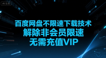 百度网盘不限速下载技术,解除非会员限速,无需充值VIP-赛德副业库