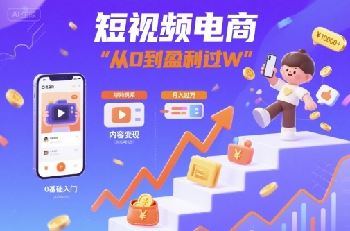 短视频电商：短视频变现从0到盈利过W-赛德副业库