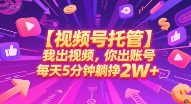 【视频号托管 】我出视频，你出账号，每天5分钟发布，最高躺挣2W+【揭秘】-赛德副业库