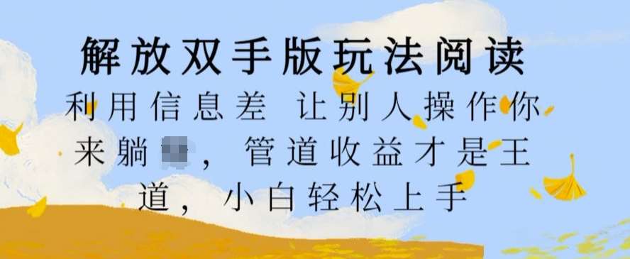 解放双手版玩法阅读，利用信息差让别人操作你来躺Z，管道收益才是王道，小白轻松上手【揭秘】-赛德副业库
