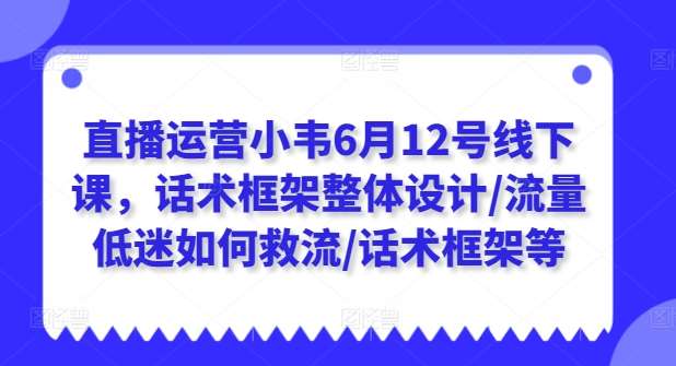 直播运营小韦6月12号线下课，话术框架整体设计/流量低迷如何救流/话术框架等-赛德副业库