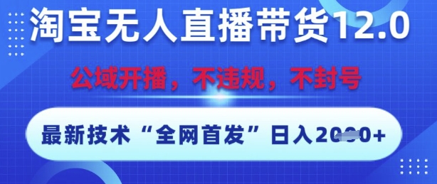 淘宝无人直播带货12.0，最新技术，不封号，不违规，操作简单，开播爆单，日入多张【揭秘】-赛德副业库