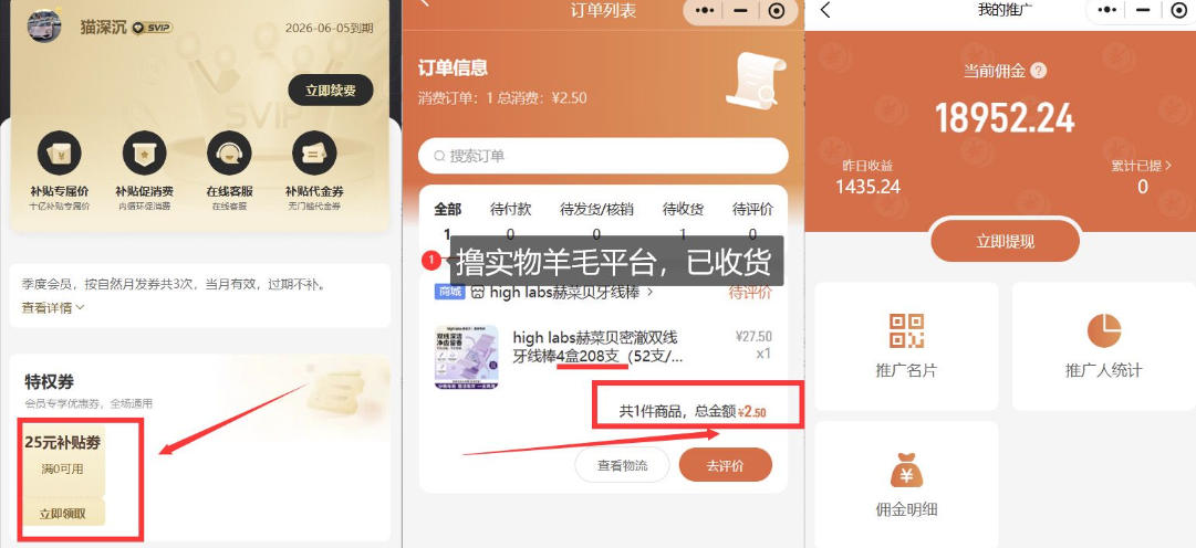 图片[2]-撸纸巾牙线薅羊毛线报平台_长期稳定【羊毛已到货】-赛德副业库