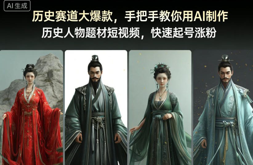 历史赛道大爆款,手把手教你用AI制作历史人物题材短视频,快速起号涨粉-赛德副业库