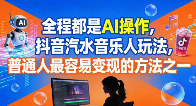 全程都是AI操作,抖音汽水音乐人玩法,普通人最容易变现的方法之一-赛德副业库