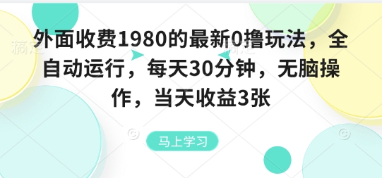 外面收费1980的最新0撸玩法，全自动挂G，每天30分钟，无脑操作，当天收益3张【揭秘】-赛德副业库