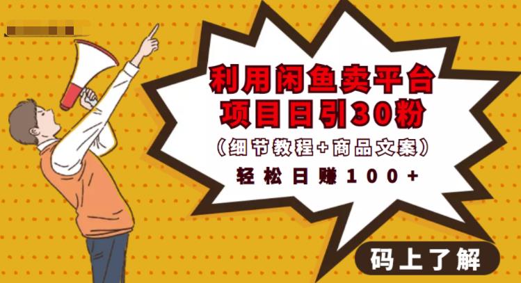 利用闲鱼卖平台项目课程资源日引流30+精准粉丝，轻松日赚100+，积累人脉可实现二次变现（细节教程+商品文案）-赛德副业库