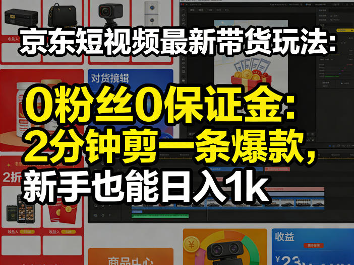 京东短视频最新带货玩法，0粉丝0保证金，2分钟剪一条爆款，新手也能日入1k+【揭秘】-赛德副业库