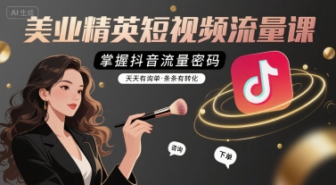 美业精英短视频流量课,掌握抖音流量密码,天天有询单,条条有转化-赛德副业库