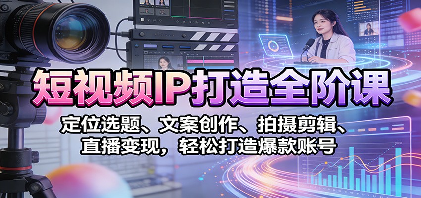 短视频IP打造全阶课：定位选题、文案创作、拍摄剪辑、直播变现，轻松打造爆款账号-赛德副业库