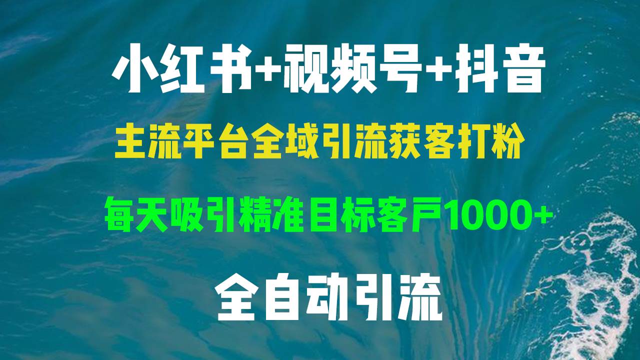 （13104期）小红书，视频号，抖音主流平台全域引流获客打粉，每天吸引精准目标客户…-赛德副业库
