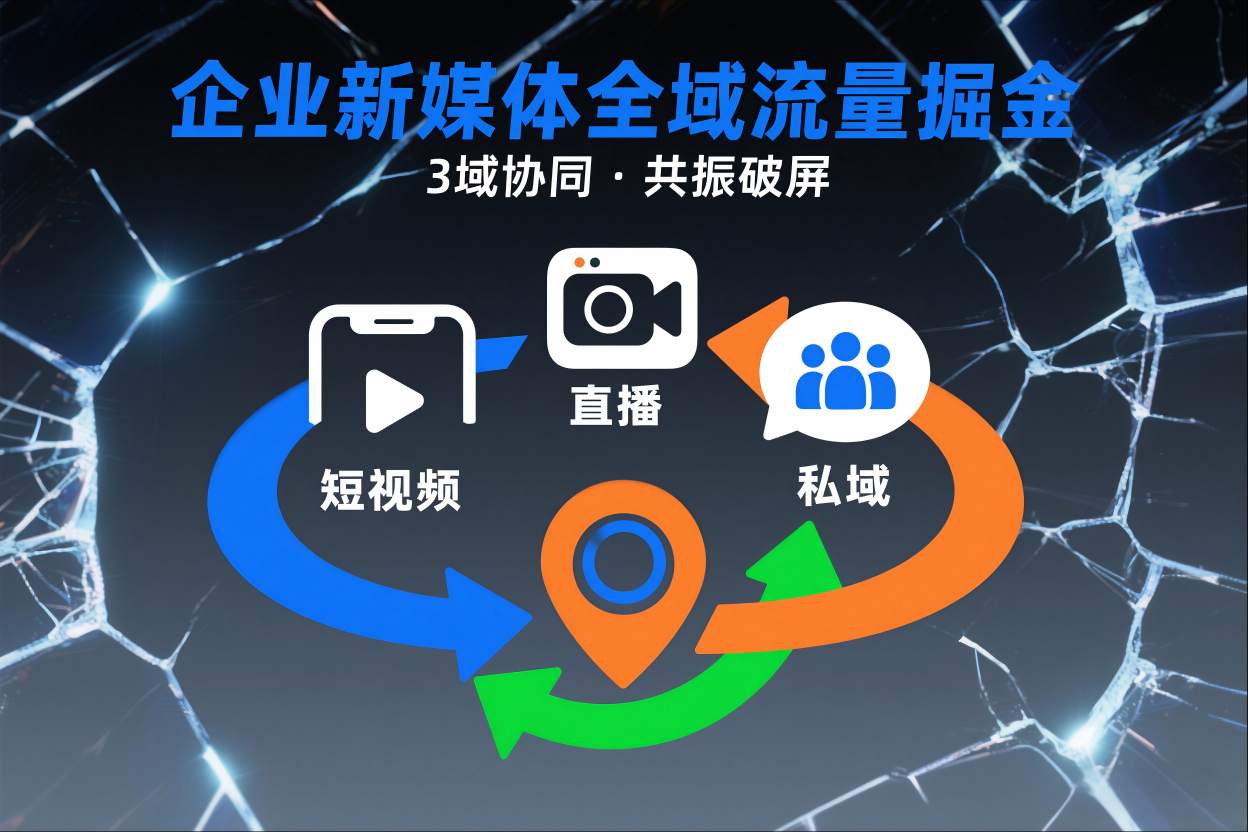 短视频全域商业模式，企业新媒体全域流量掘金，3域协同，共振破屏，短视频-直播-私域-地域-赛德副业库