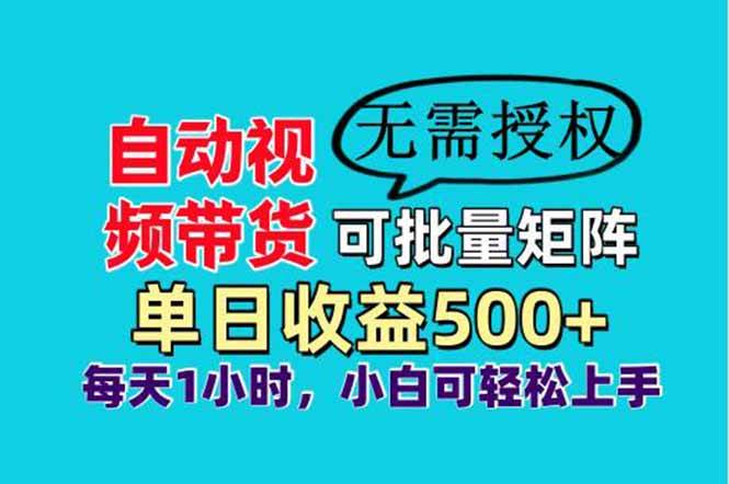 （14229期）自动视频带货，可批量矩阵，单日收益500+、轻松实现睡后收益，小白可…-赛德副业库