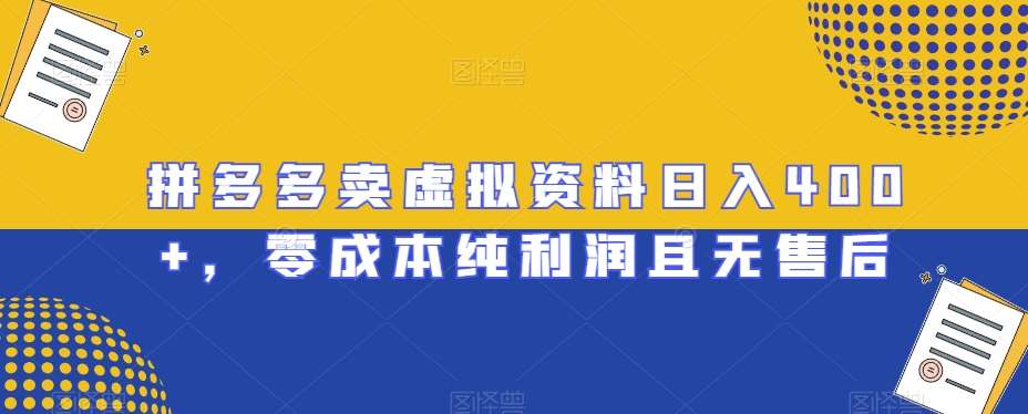 拼多多卖虚拟资料日入400+，零成本纯利润且无售后【揭秘】-赛德副业库