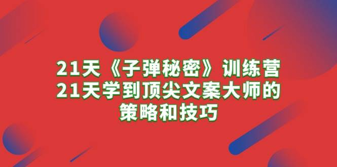 （10210期）21天《子弹秘密》训练营，21天学到顶尖文案大师的策略和技巧-赛德副业库