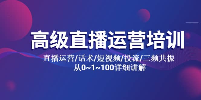 高级直播运营培训 直播运营/话术/短视频/投流/三频共振 从0~1~100详细讲解-赛德副业库