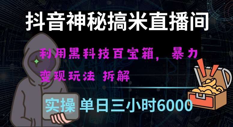 抖音神秘直播间黑科技日入四位数及格暴力项目全方位解读【揭秘】-赛德副业库