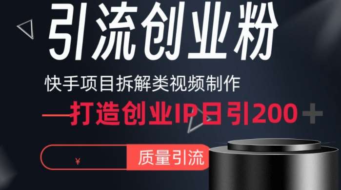 快手项目拆解类视频详细制作流程打造个人IP,单日引流200+高质量创业粉【揭秘】-赛德副业库