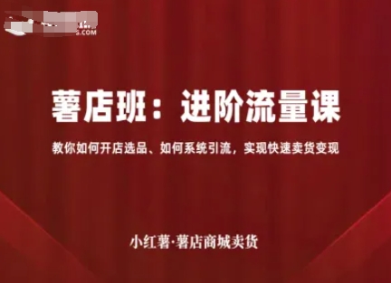 小红薯薯店商城卖货,进阶流量课,教你如何开店选品、如何系统引流,实现快速卖货变现-赛德副业库