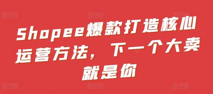 Shopee爆款打造核心运营方法，下一个大卖就是你-赛德副业库