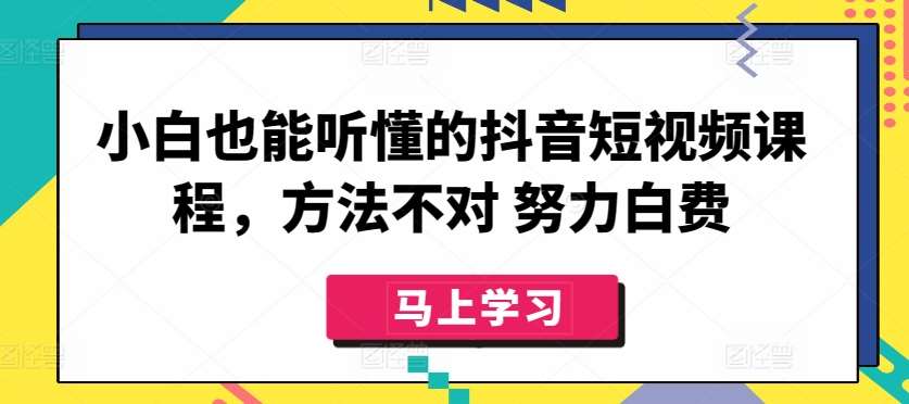 小白也能听懂的抖音短视频课程，方法不对 努力白费-赛德副业库
