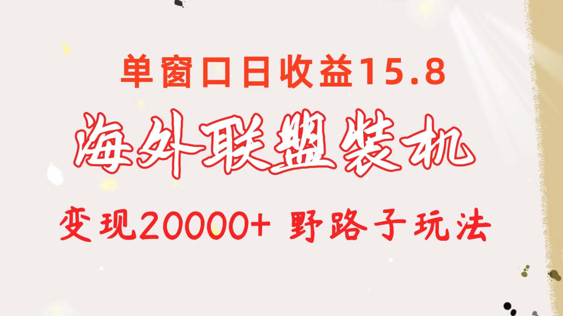 （10475期）海外联盟装机 单窗口日收益15.8  变现20000+ 野路子玩法-赛德副业库
