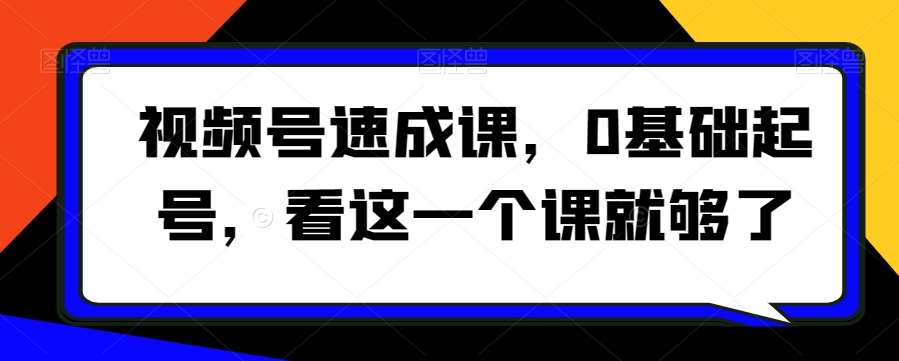视频号速成课，​0基础起号，看这一个课就够了-赛德副业库