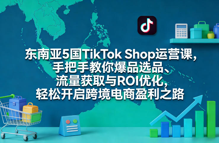 东南亚5国TikTok Shop运营课，手把手教你爆品选品、流量获取与ROI优化，轻松开启跨境电商盈利之路-赛德副业库