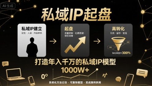 私域IP起盘，私域ip建立、起盘、高转化，打造年入千万的私域ip模型-赛德副业库