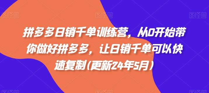 拼多多日销千单训练营，从0开始带你做好拼多多，让日销千单可以快速复制(更新25年5月)-赛德副业库