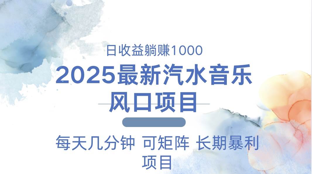(13894期)2025最新汽水音乐躺赚项目 每天几分钟 日入1000+-赛德副业库