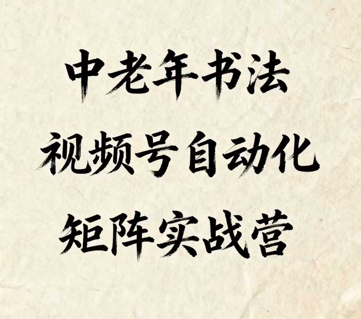 中老年书法视频号自动化矩阵实战营，一套自动化流程玩转中老年书法视频号矩阵-赛德副业库