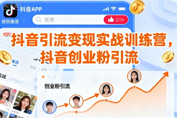 抖音引流变现实战训练营，抖音创业粉引流-赛德副业库