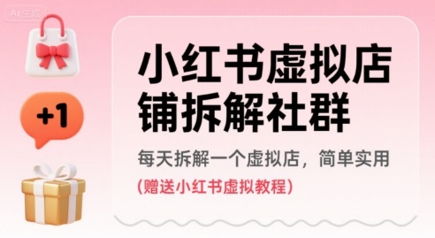 小红书虚拟店铺拆解社群，每天拆解一个虚拟店，简单实用(赠送小红书虚拟教程)-赛德副业库